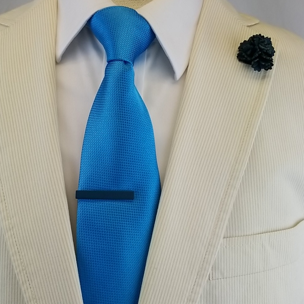 Pronto Uomo lapel pin and tie bar set, teal